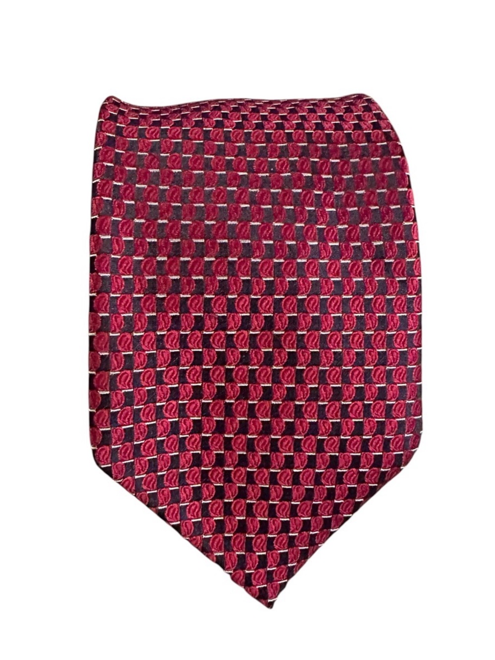 Nautica Red Blue and White Geometric Pattern Tie